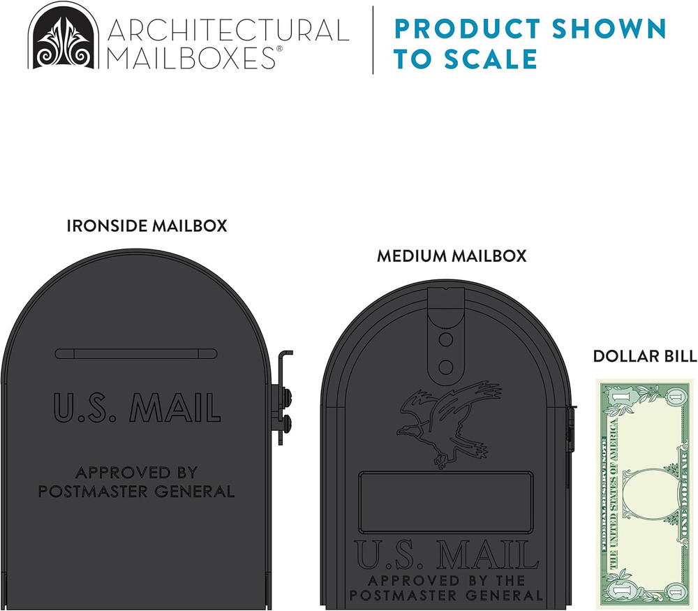 Ironside Large Black Galvanized Steel Post-Mount Mailbox - MB801BAM