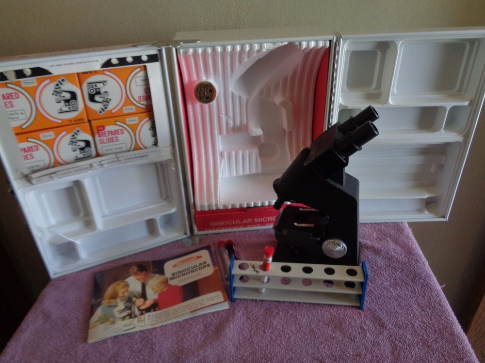 Vintage 1971 Skil-Craft Science Lab (incomplete) includes Microscope Manual Case