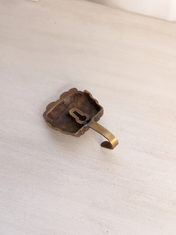 Gold Tone Brass Apple in Basket Wall Hook