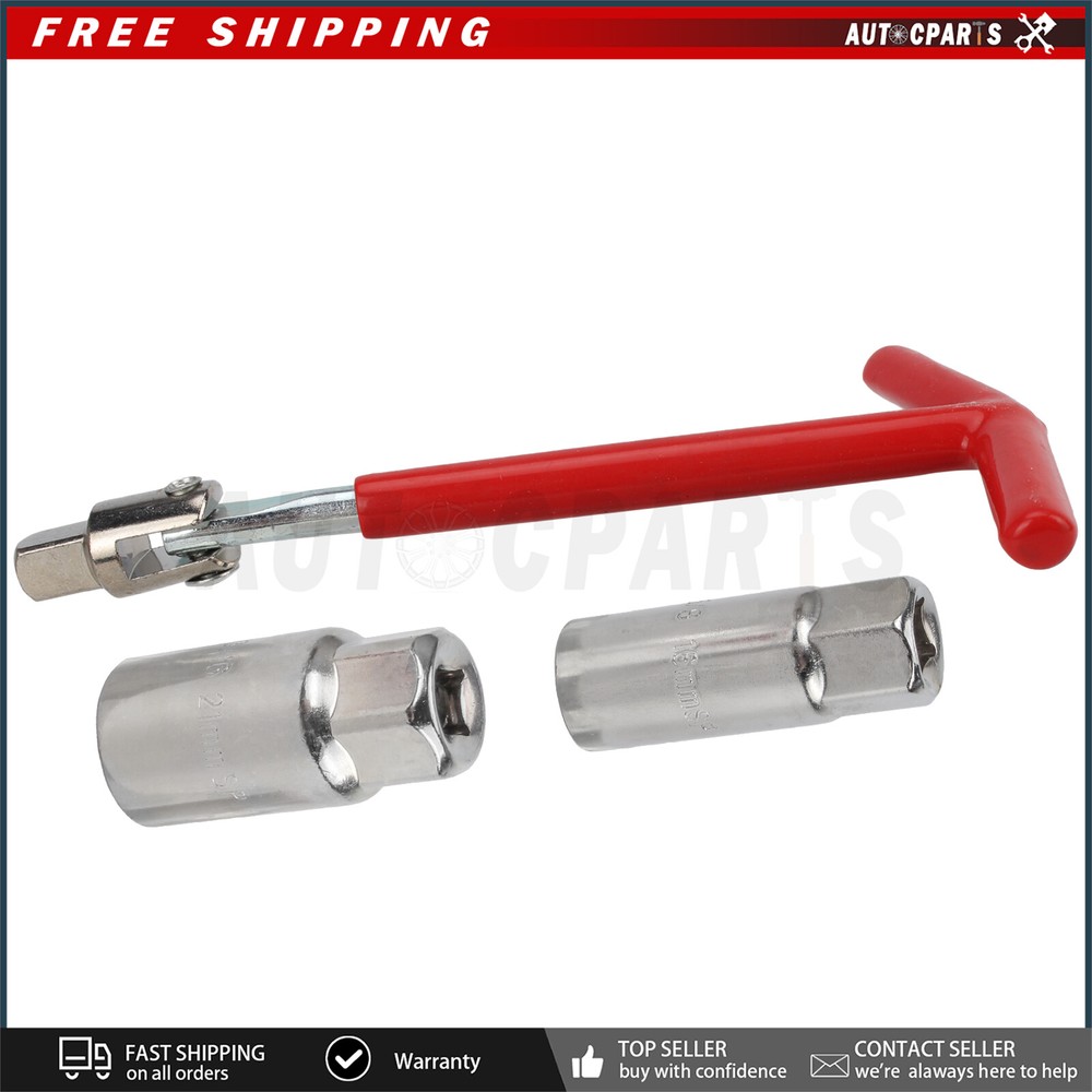 Spark Plug Removal Tool 16mm & 21mm T-Handle Flexible Spanner Socket Kit