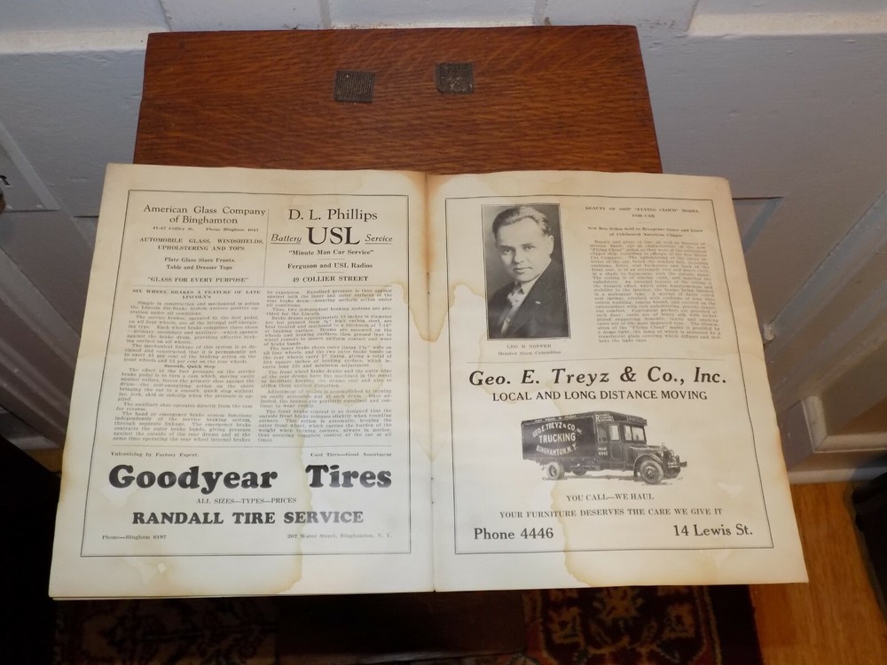 Vintage 1927 Binghamton, NY Auto Show Program