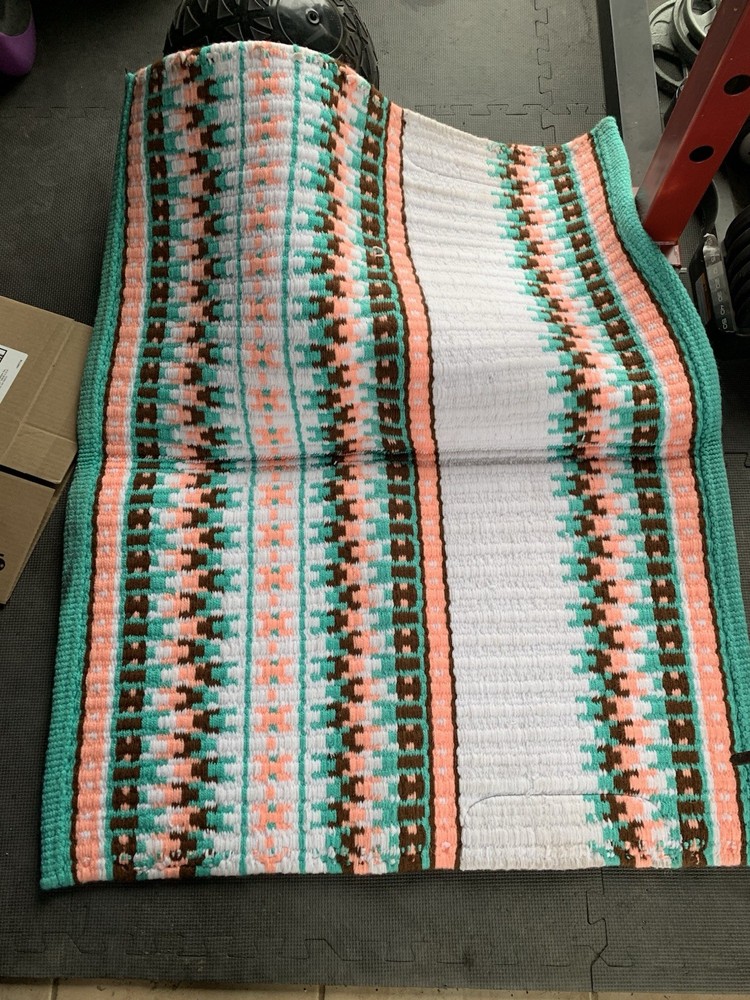 Oversized Show Pad Peach Teal Brown White