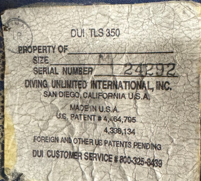 DUI TLS350 Dry Suit Medium Pre-Owned