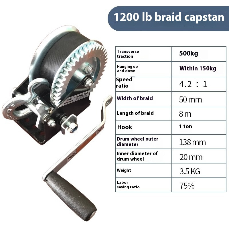 Trailer Winch Self-Locking Trailer Accessories Portable Winch Hand Crank Winch