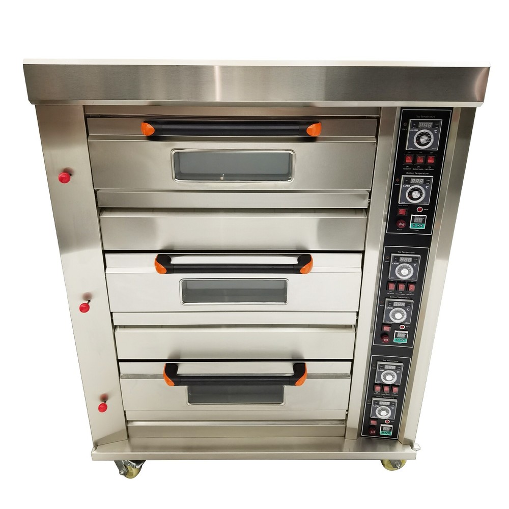 3-Layer 6 Baking Sheets Triple Pizza Oven Independently Control Temperature