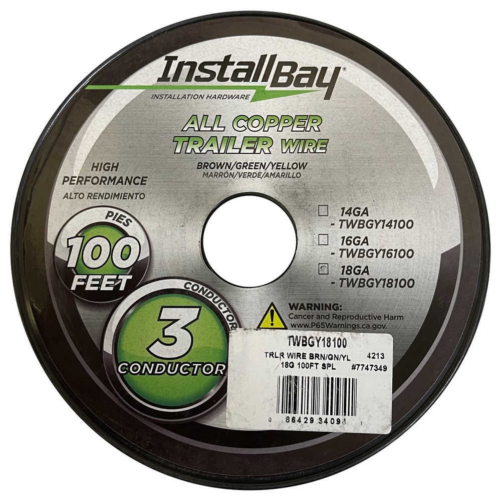 Trailer Light Cable 16-3 Wiring Harness 18 Gauge 3 Wire Bonded Parallel - 100 FT