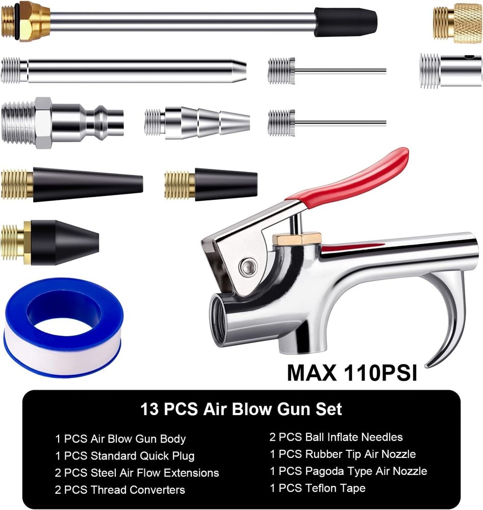 Air Compressor Blow Gun Nozzle Set 13pc