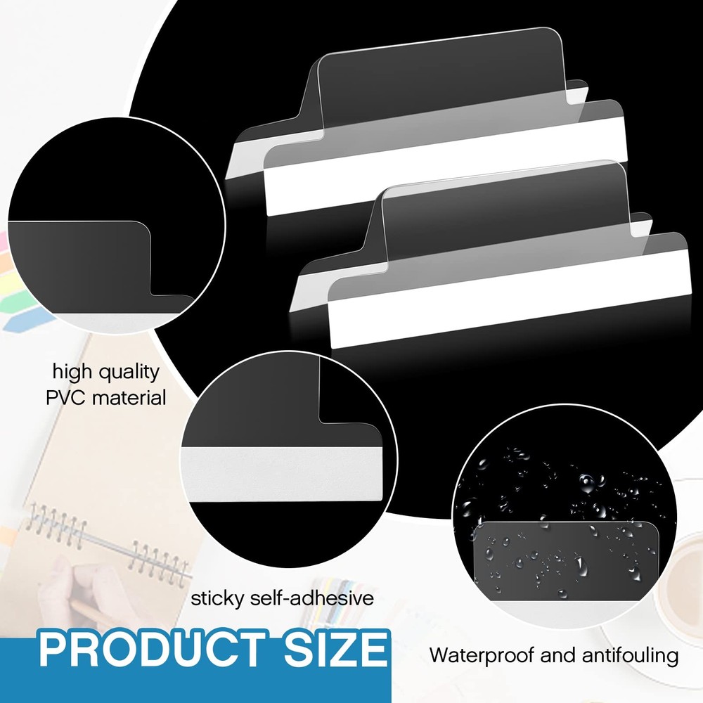 1.5 Inch Insertable Self Adhesive Index Tabs 50 Pieces with Paper Inserts