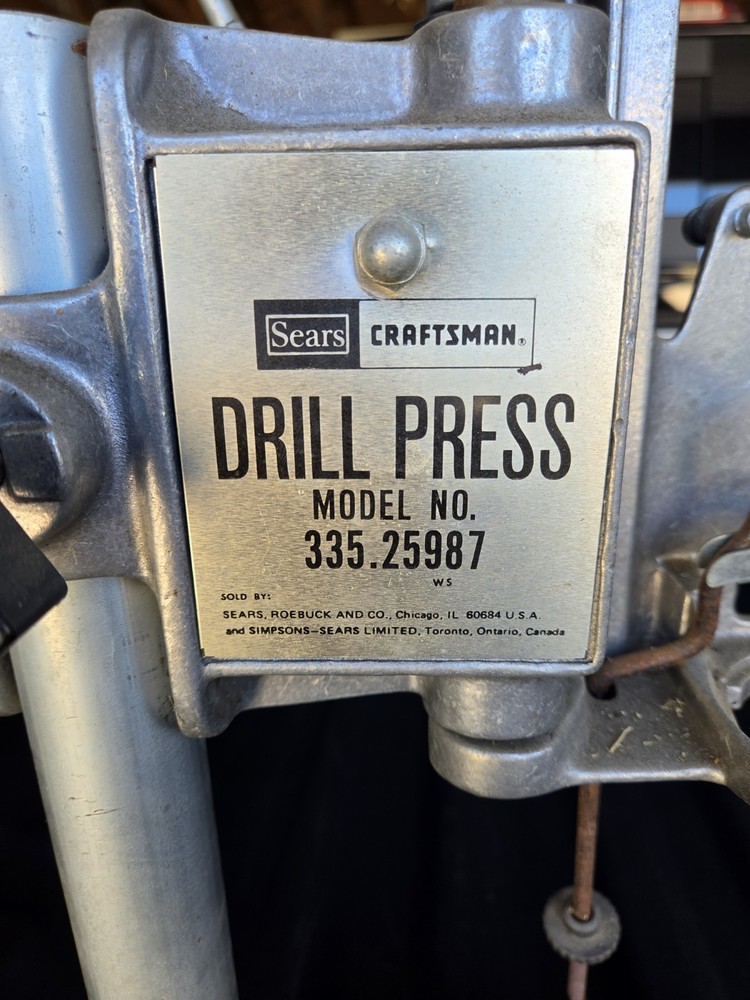 Craftsman Drill Press Model 335.25987 Silver Bench Type Single Item Set