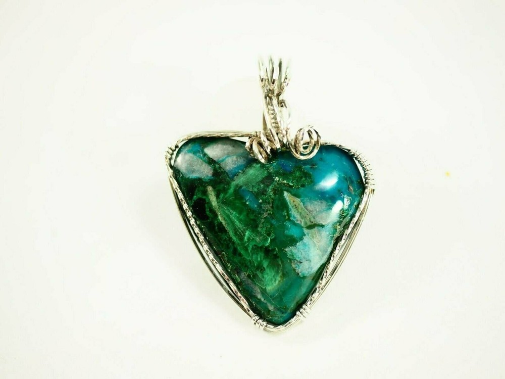Artisan Wire Wrap Malachite after Silica Chrysocolla Pendant