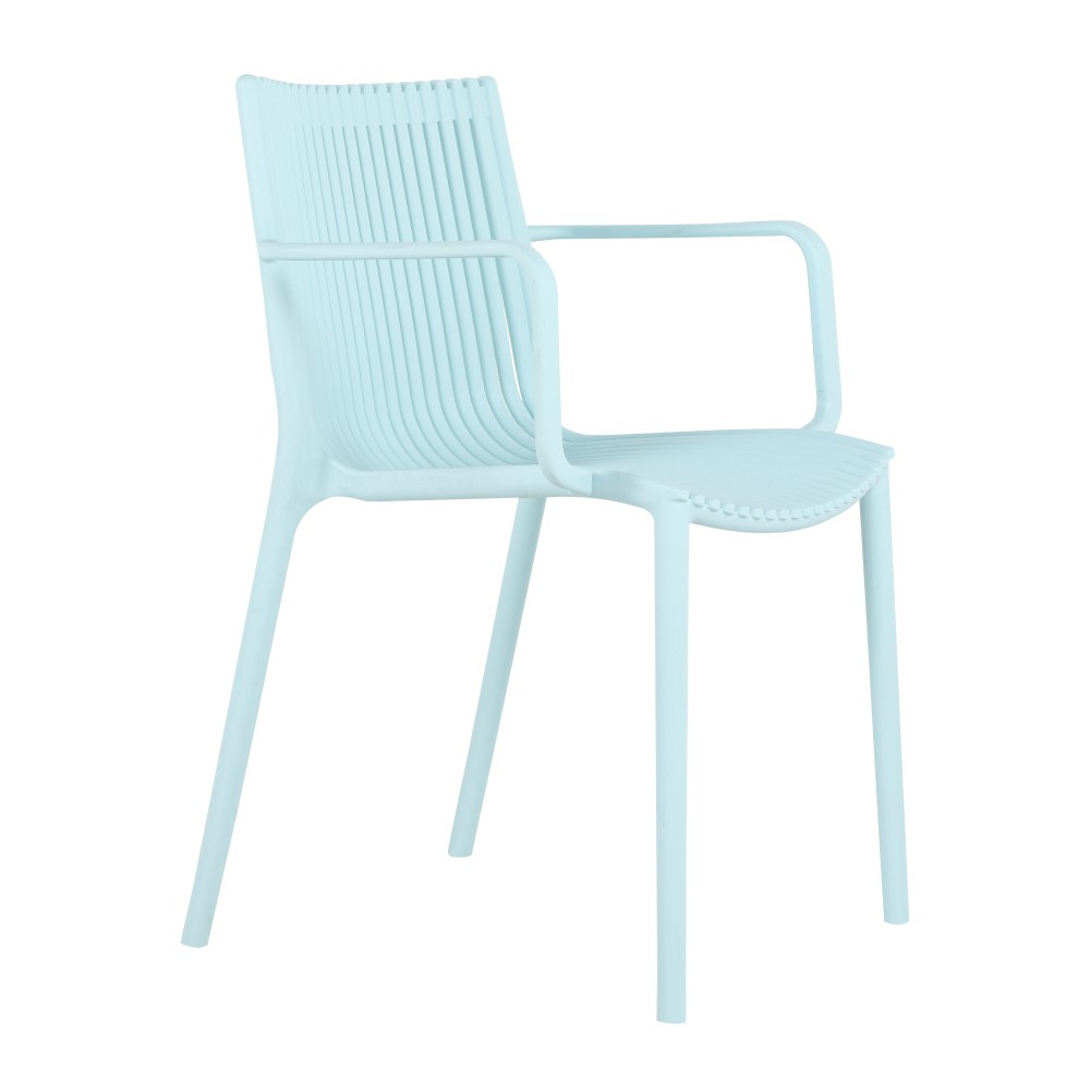 4-Pack All-Weather Polypropylene Chairs – Light Blue Stackable Lounge Chairs