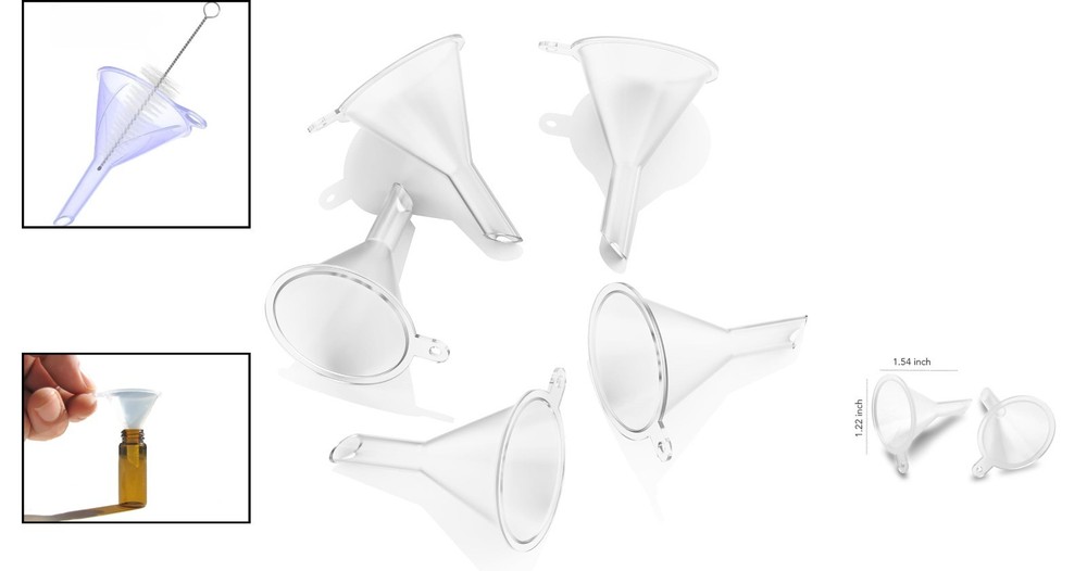 Versatile 5-Pack Mini Plastic Funnels for Lab, Kitchen & Craft Projects