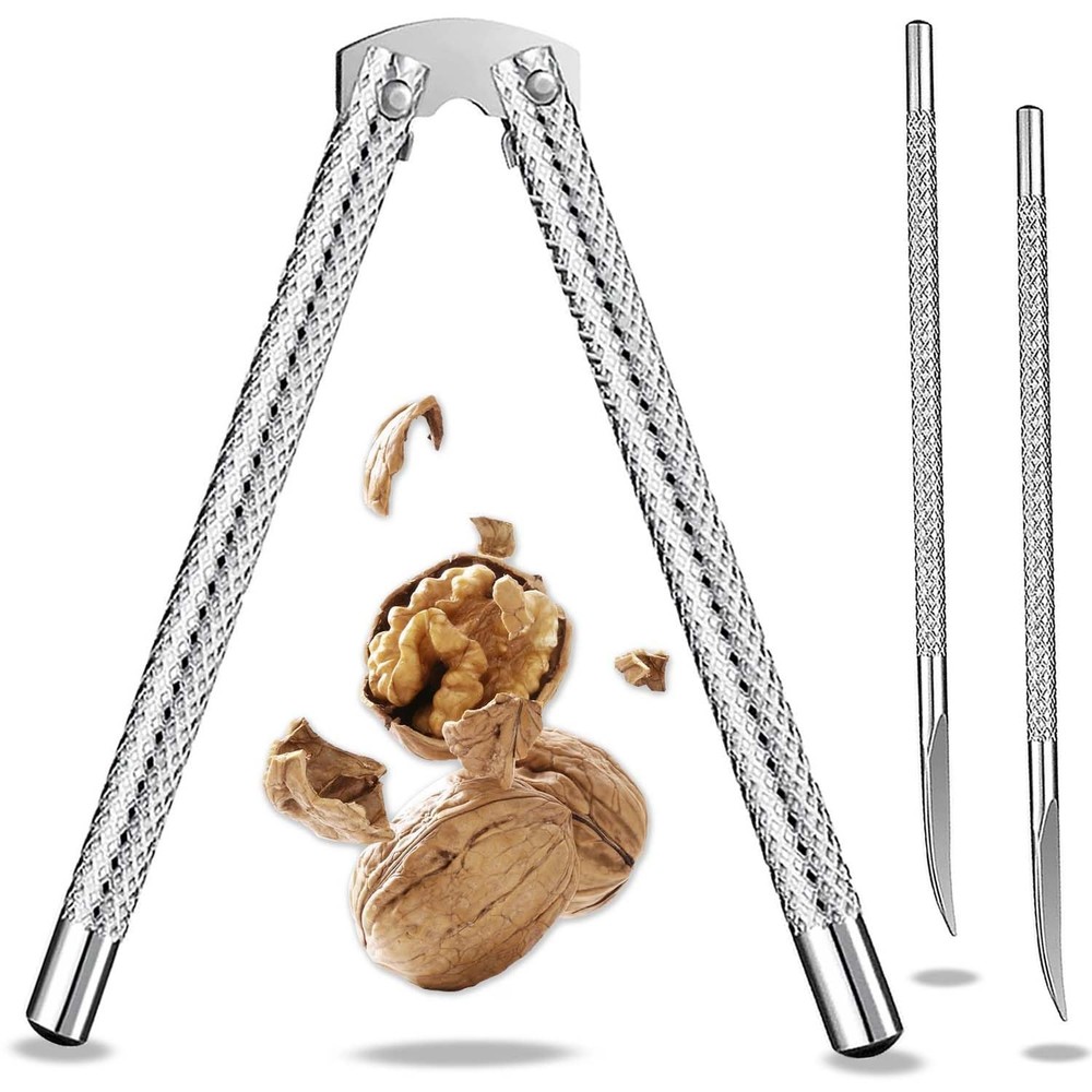 Nut Cracker Tool,Stainless Steel Crackers for All Nuts Medium, Silver