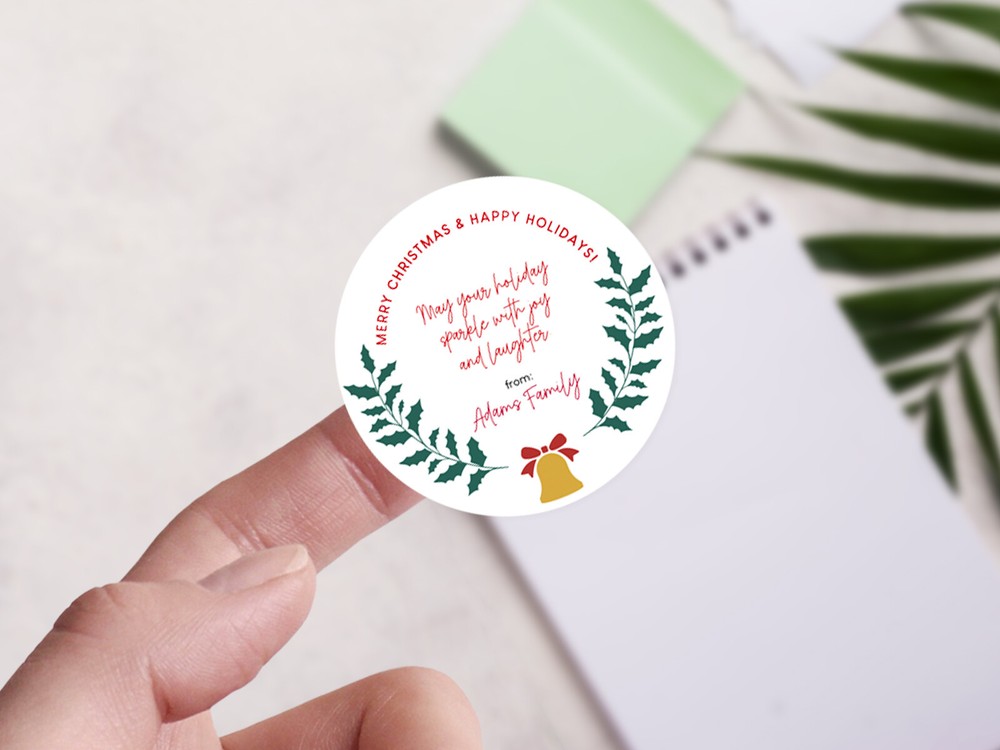Personalised Christmas round sticker labels, custom stickers