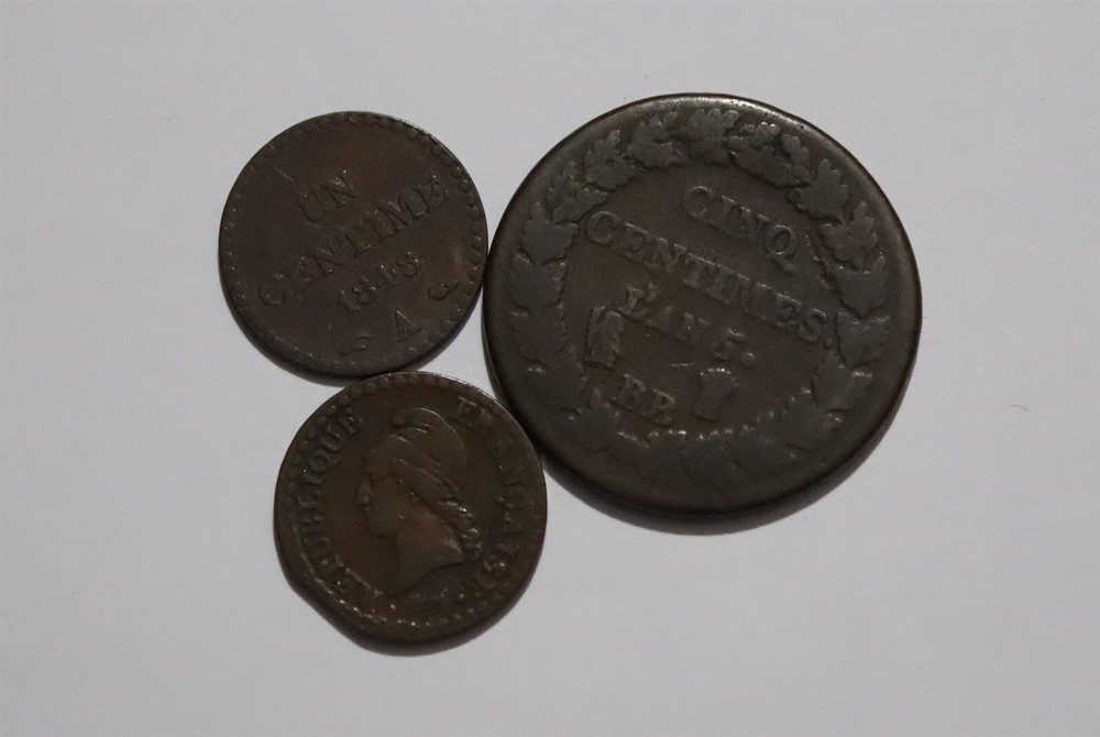 🧭 FRANCE 3 OLD COINS SHARP DETAILS B53 #48 XN7