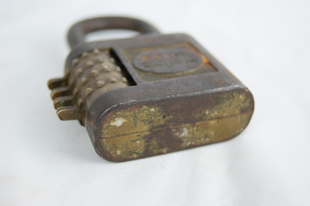 Scarce 4 Barrel Combination Lock German Keyless DBGM Antique Padlock