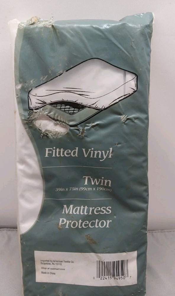 Vintage Vinyl Bedding Basics Twin Mattress Protector NOS