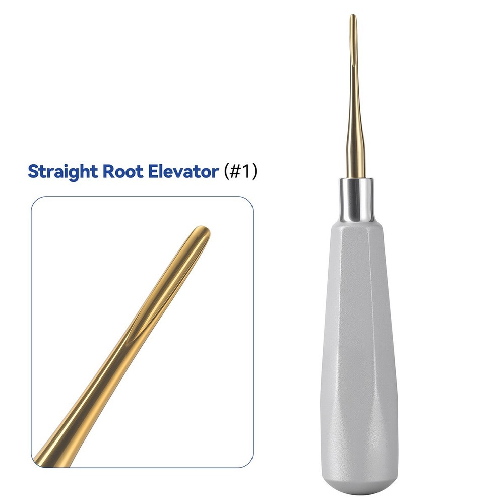 Dental Tooth Root Extracting Elevators Surgical Instrument Golden Head 7 Sizes