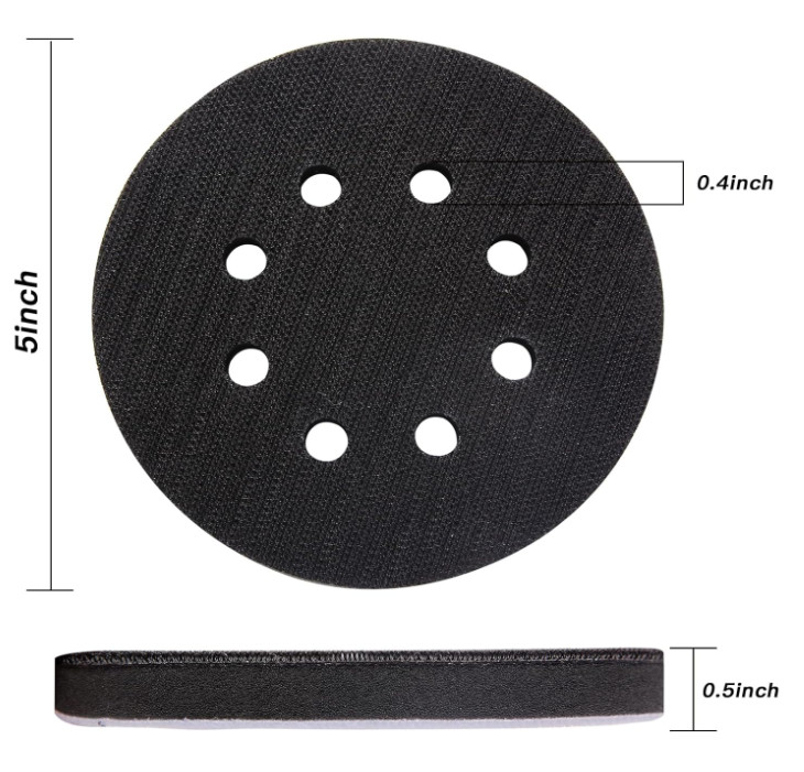 6 Pack 5in 8 Hole Interface Pad Orbital Sander Foam Hook Loop Pads