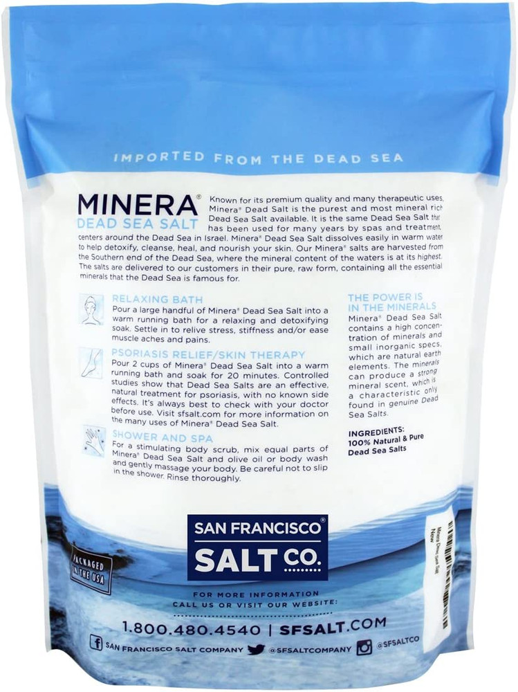 Minera Fine Grain Dead Sea Salt for Bath & Soaking – 2 Lbs, Fast-Dissolving, 100