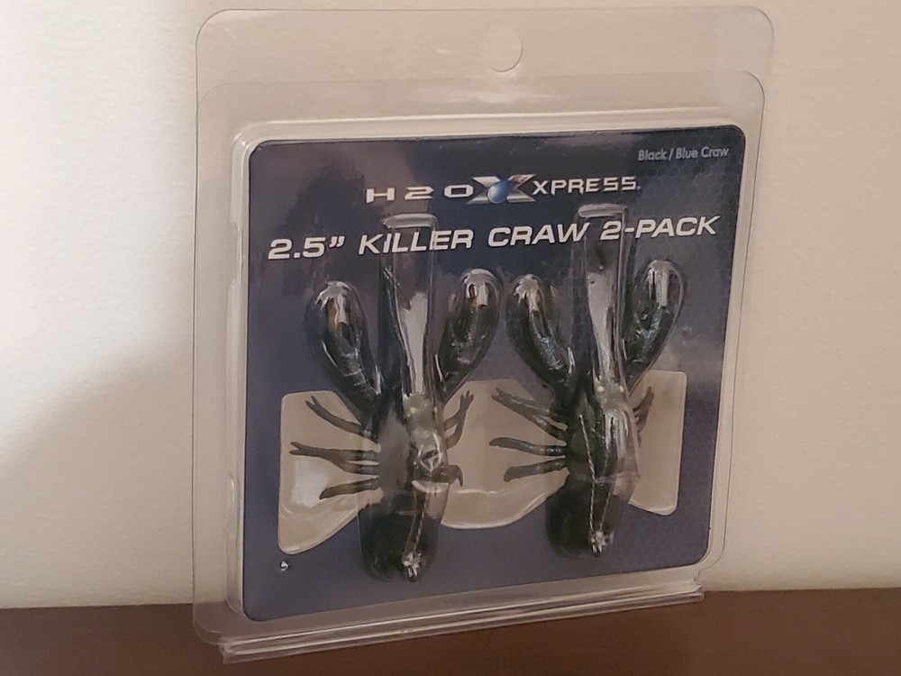 H2O Xpress 2.5" Killer Craw 2-Pack - Black / Blue Craw
