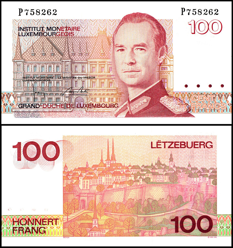 Luxembourg 100 Francs, 1993, P-58b, UNC