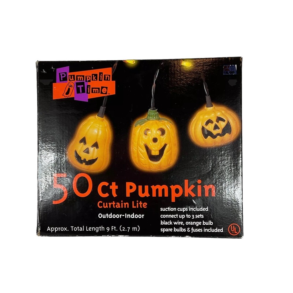 Vintage Blow Mold Halloween Pumpkin String Light Excellent Condition