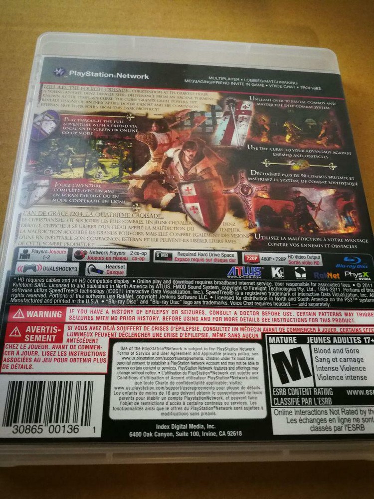 THE CURSED CRUSADE Overseas version PS3