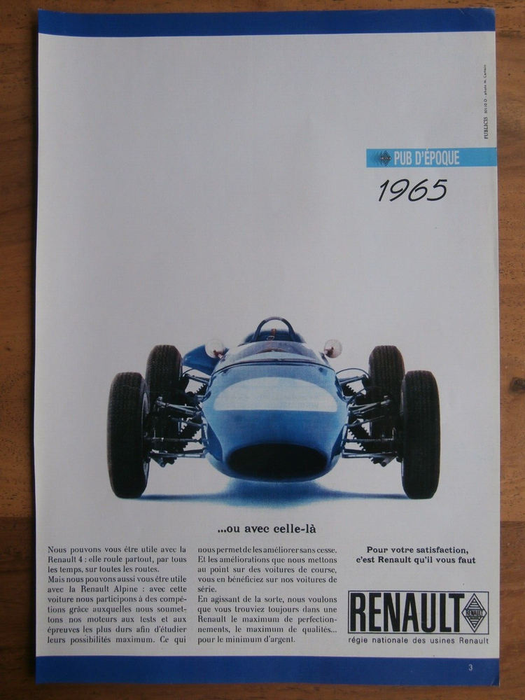 PUBLICITE RENAULT époque 1965