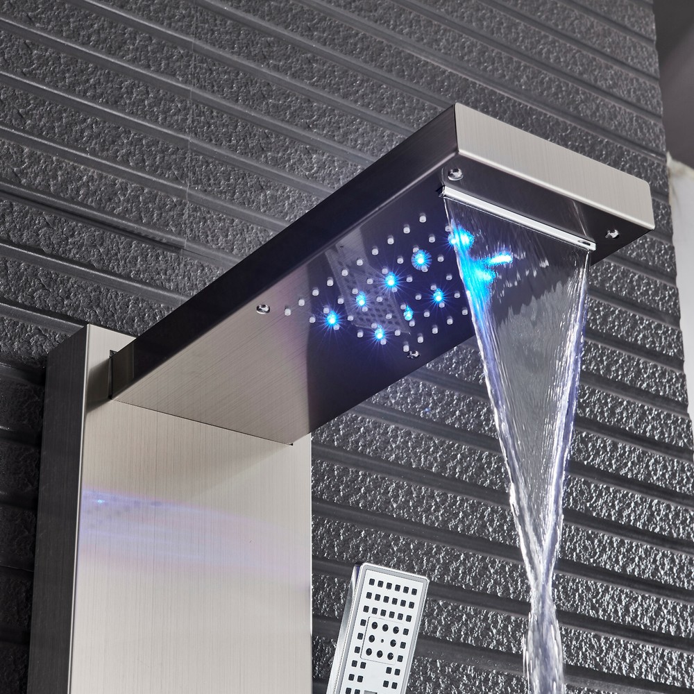 Ello&allo Shower Panel Tower System LED Rain&Waterfall Massage Jet Sprayer Tap