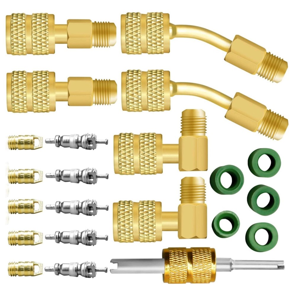R410A Safe Adapter Kit Mini Split Adapter 5/16 To 1/4 Coupler Brass+Rubber