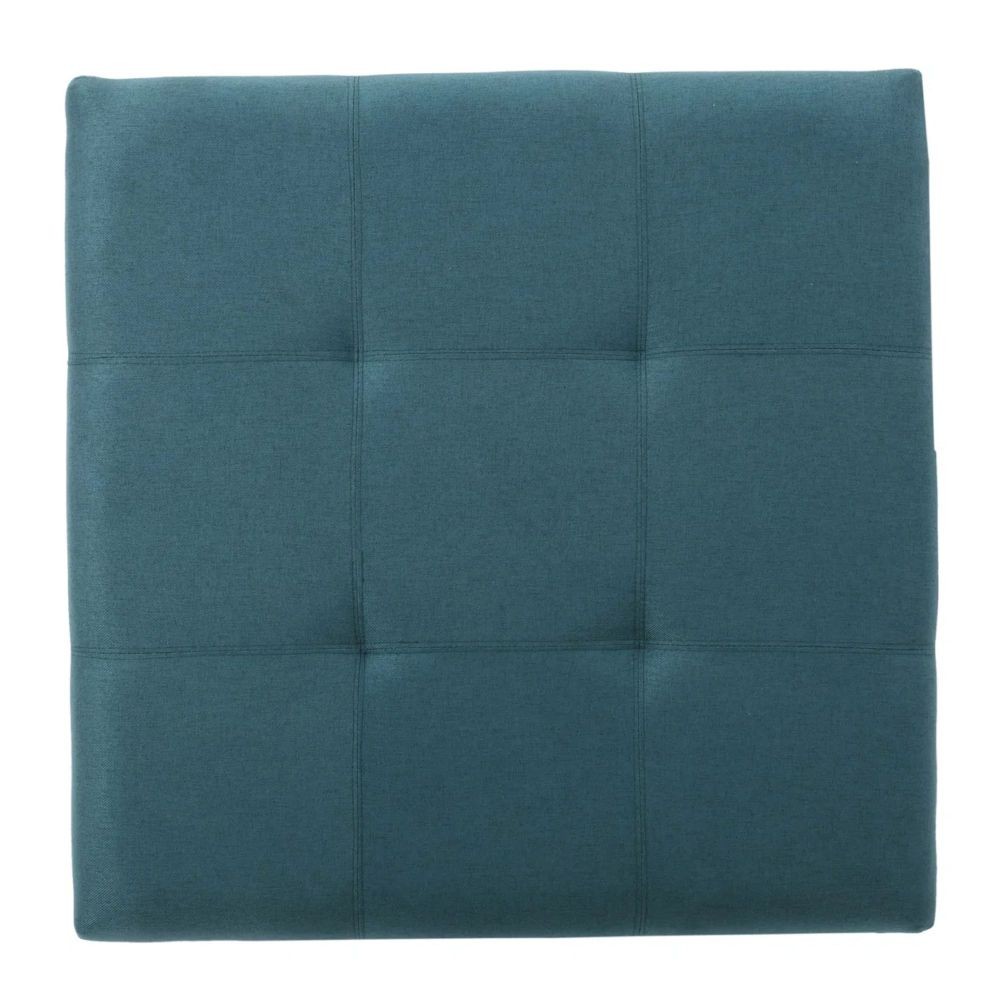 35 in Dark Teal Tufted Square Storage Ottoman Fabric Upholstered