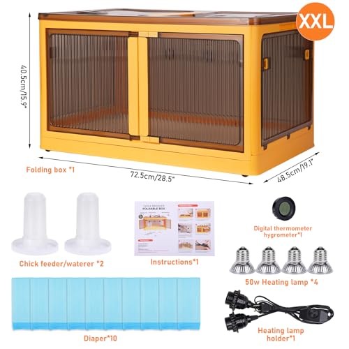Chick Brooder Box for Chicks with Feeder and Waterer, 28"L x 19"W x 15"H