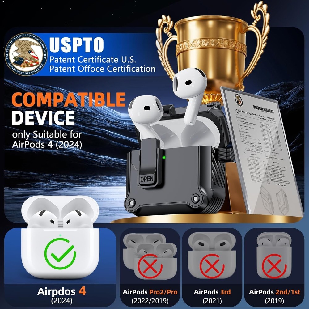 Compatible with AirPods 4th Generation Case,with Cleaner kit,Automatic Snap