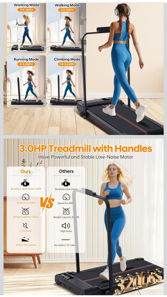 Portable Compact Treadmill with Handles T007 Pro