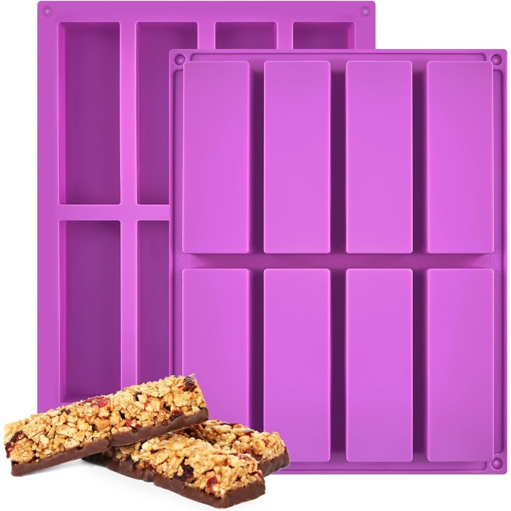 2Pcs Granola Bar Mold Rectangle Silicone Candy Bar Mold Deep for Baking