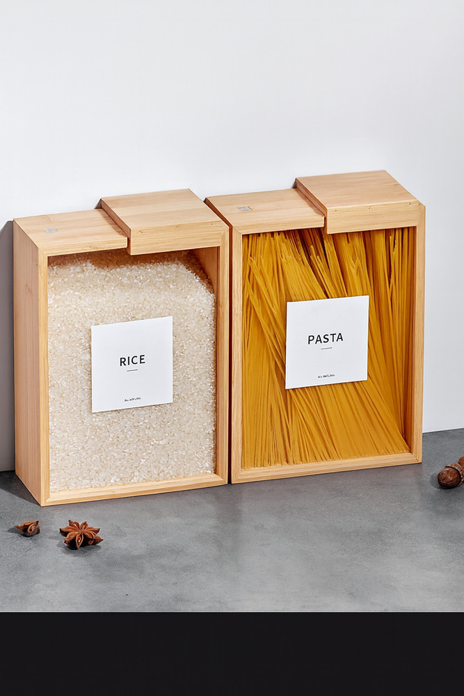 Bamboo Wooden Cereal Container with Window