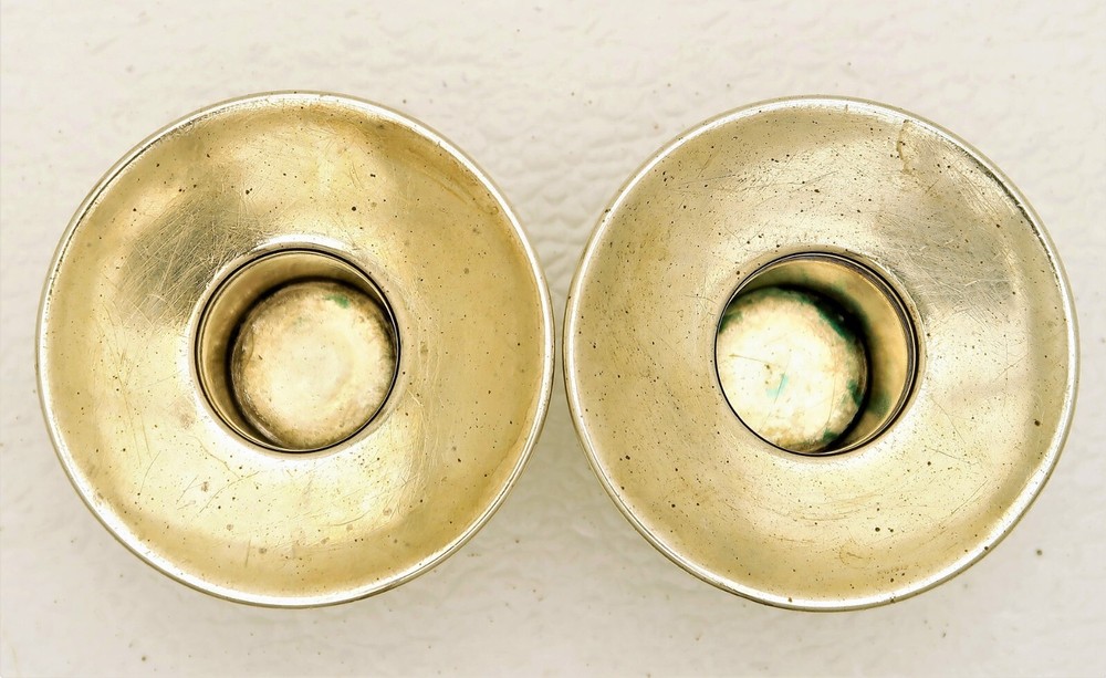Set 2 Marked Genoa Italy Solid Silver Neo-Classical Candle Sticks c 1790 crest