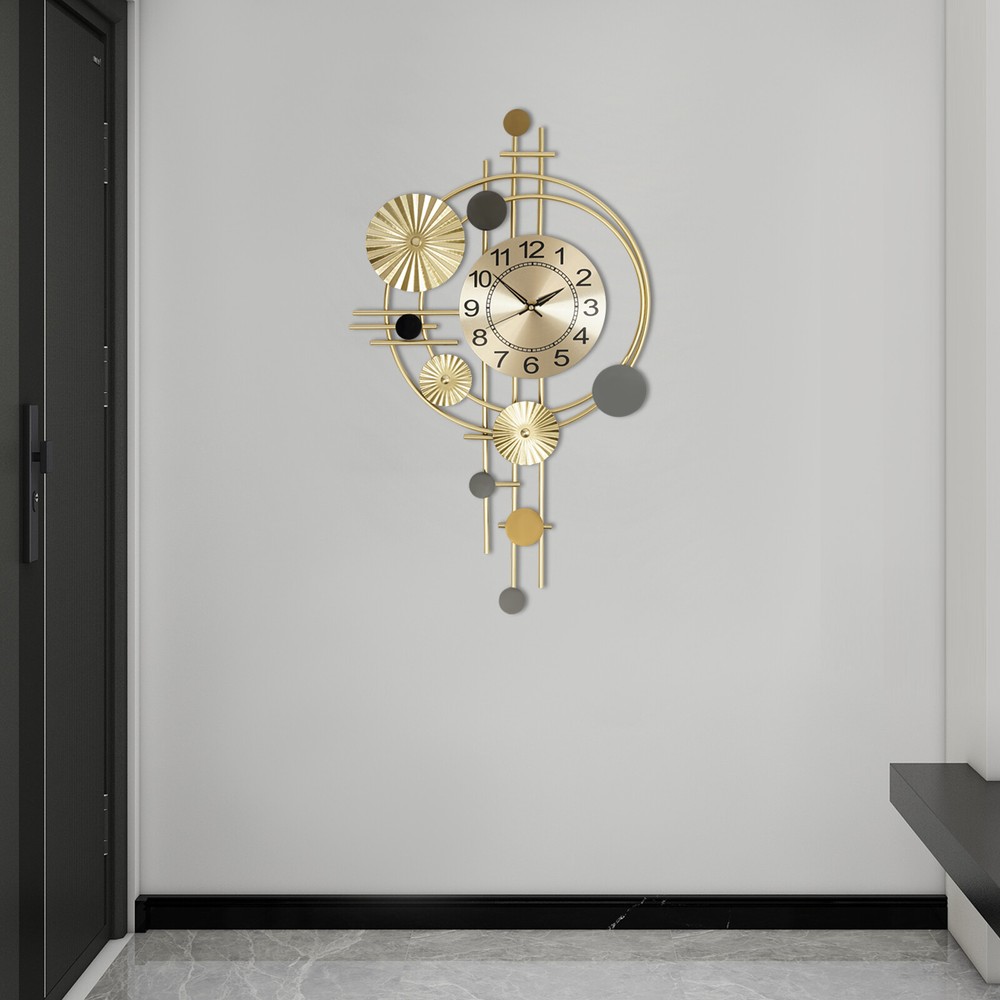 Modern Gold Wall Clock, Elegant Design, Silent Movement, Wall Mount Decor