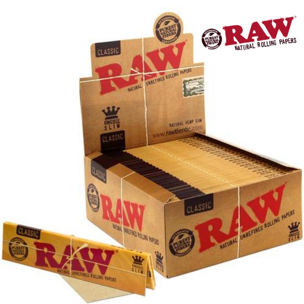 AUTHENTC Raw Classic King Size Slim Rolling Paper Full Box 50 pack, 32 Per Pack