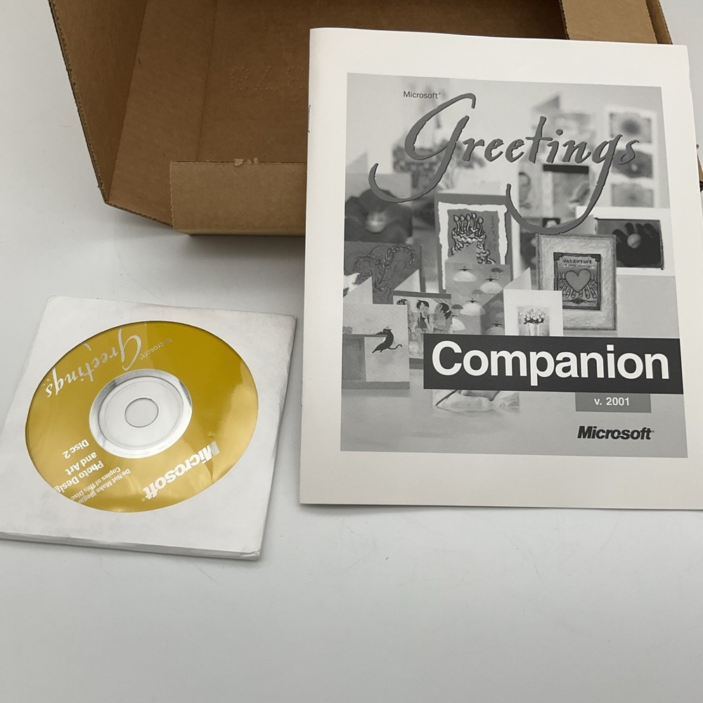 Microsoft Greetings v. 2001 Software, 2 Disc Set In Big Box