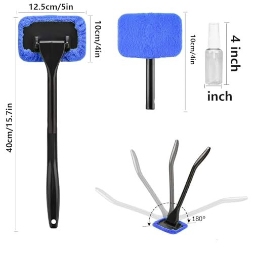 Car Windshield Cleaner Tool with Extendable Handle, Inside Auto Window Blue