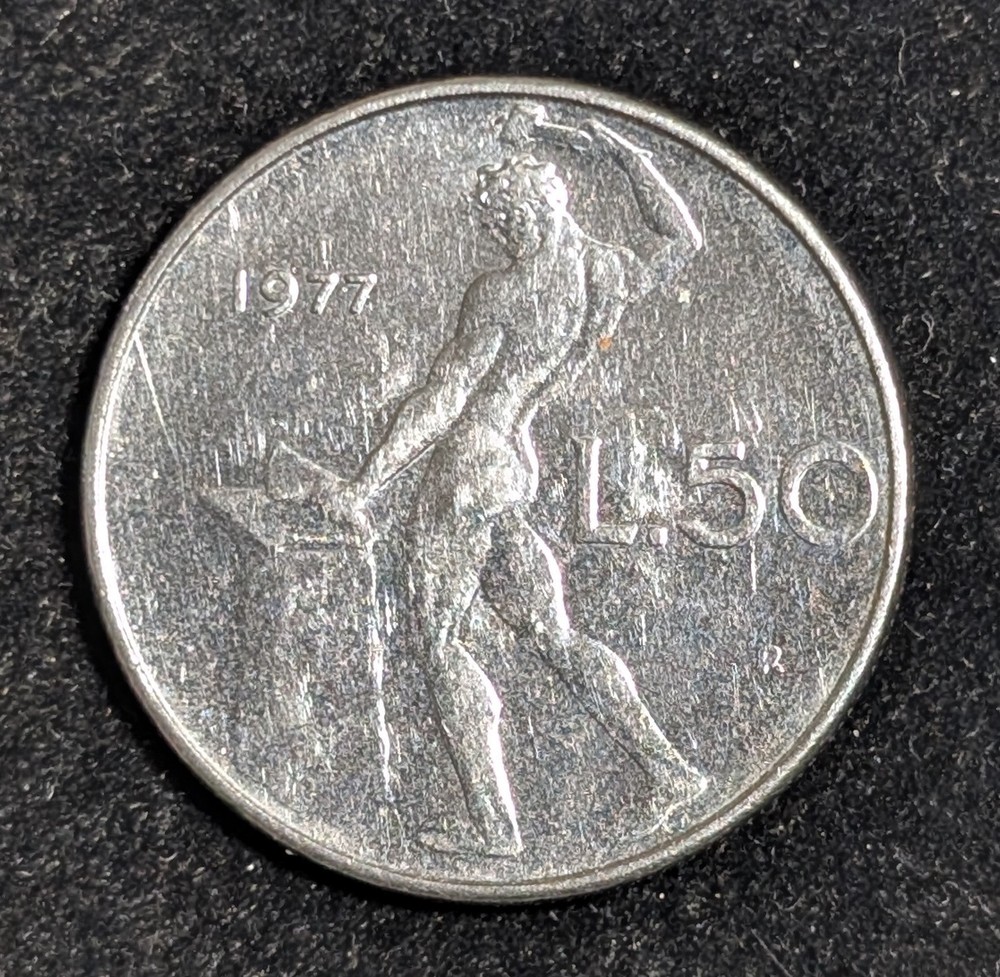 1977 R Italy 50 Lire Circulated KM# 95.2