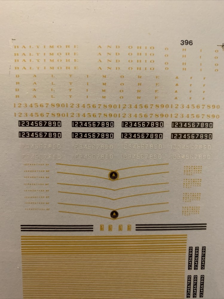 Microscale Decal N 60-396 Baltimore & Ohio E-7, 8 & 9's Blue & Grey NOS