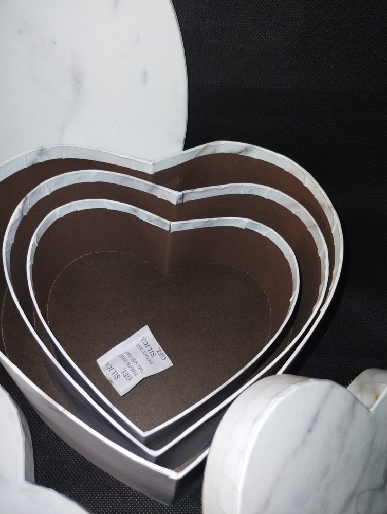 3 Pcs Heart Boxes / Nesting Boxes / Cardboard