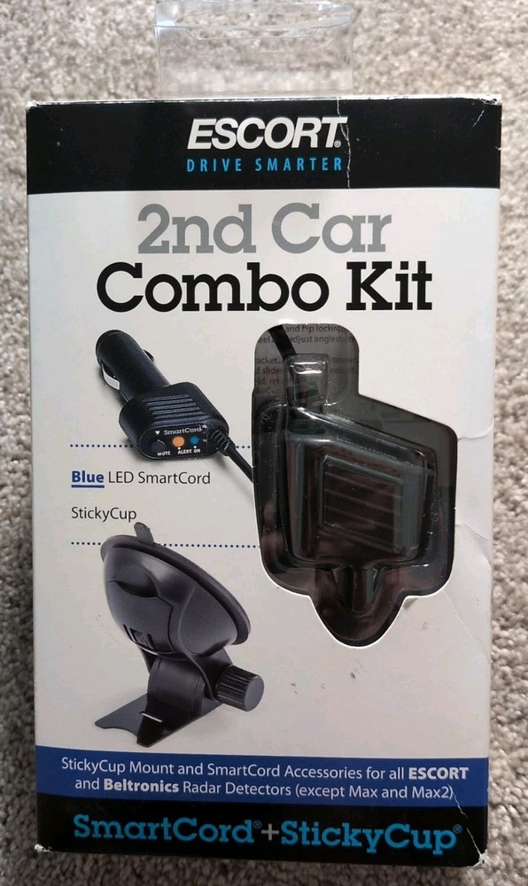 Escort Radar 2nd Car Combo Kit SmartCord & StickyCup New Open Boxed
