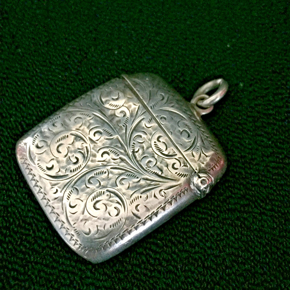 Antique Silver Vesta Case by Henry Pope Birmingham 1898.
