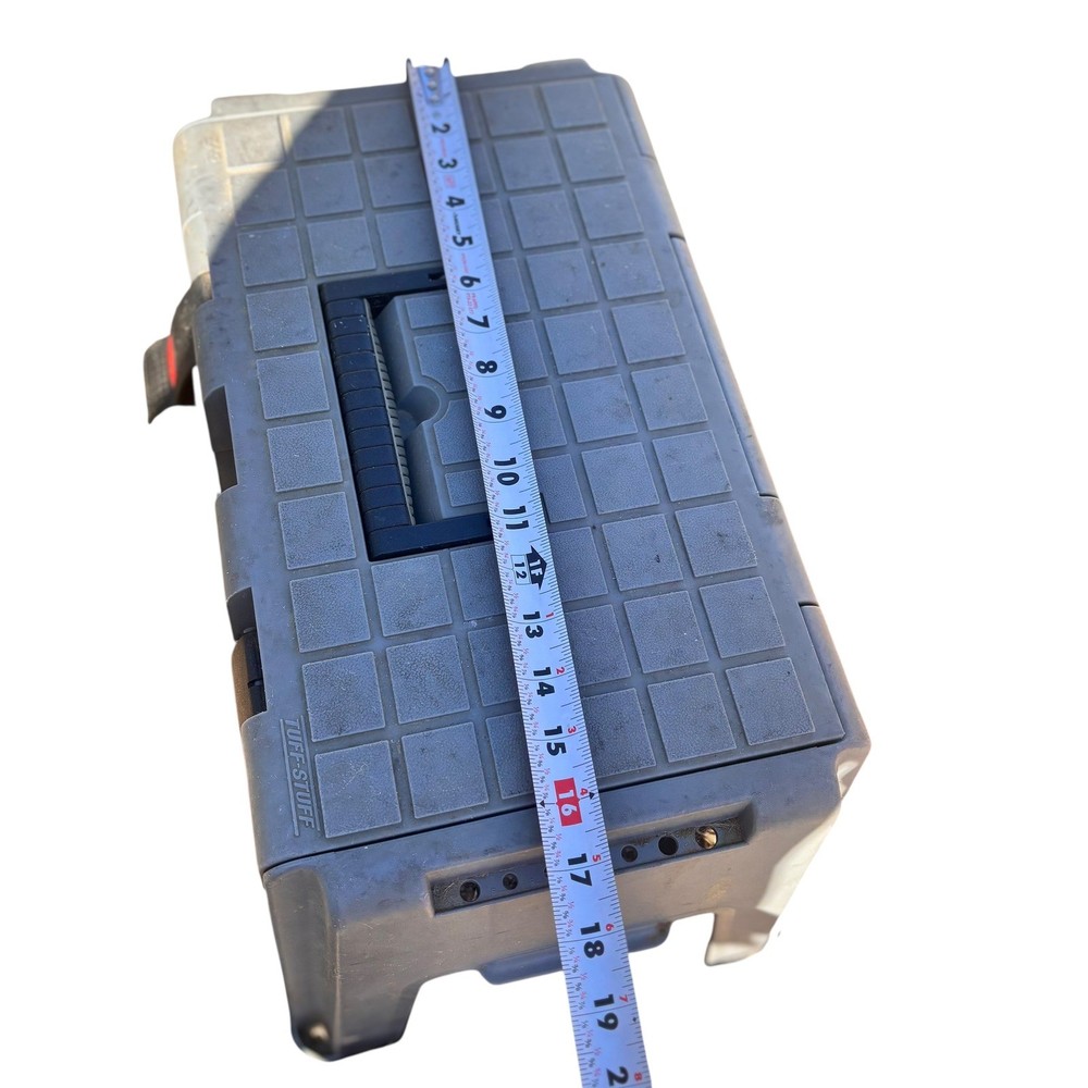 Tuff-Stuff Gray Plastic Tool Box w/ Removable Organizer 16" Caddy Toolbox Seat