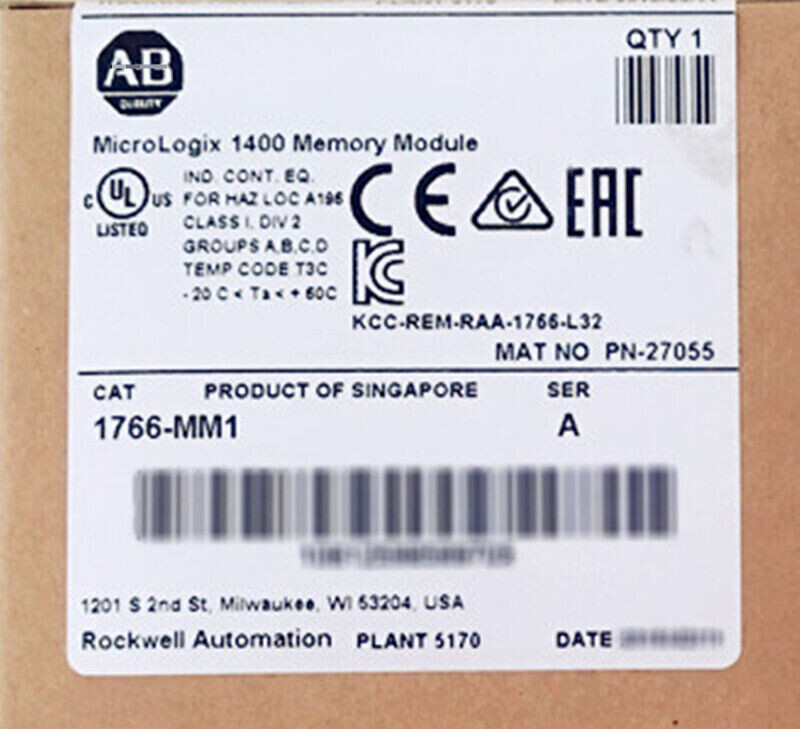 1766-MM1 AB MicroLogix 1400 Memory Module 1766-MM1 Fast Ship HT 1PCS