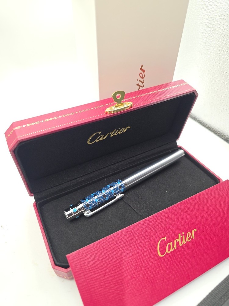 Cartier ballpoint pen Santos de Silver in box and user guide